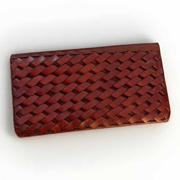 Etienne Aigner Handbags - Vintage Etienne Aigner Woven Wallet Leather Brown 3522-23